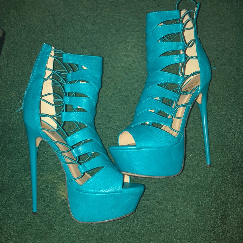 Turquoise sandals heels
